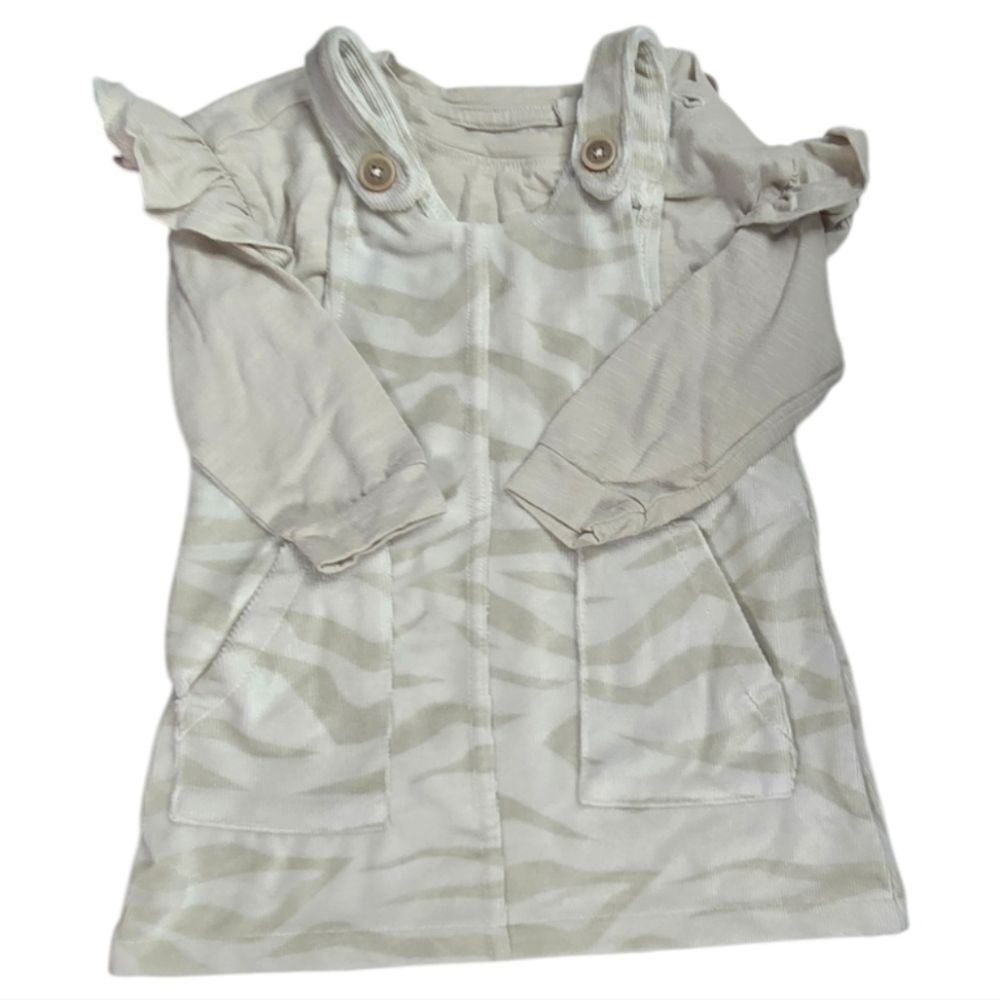 Jessica Simpson 12M Baby Girl Zebra Print Velour Overall Dress Ruffle Sleeve Top